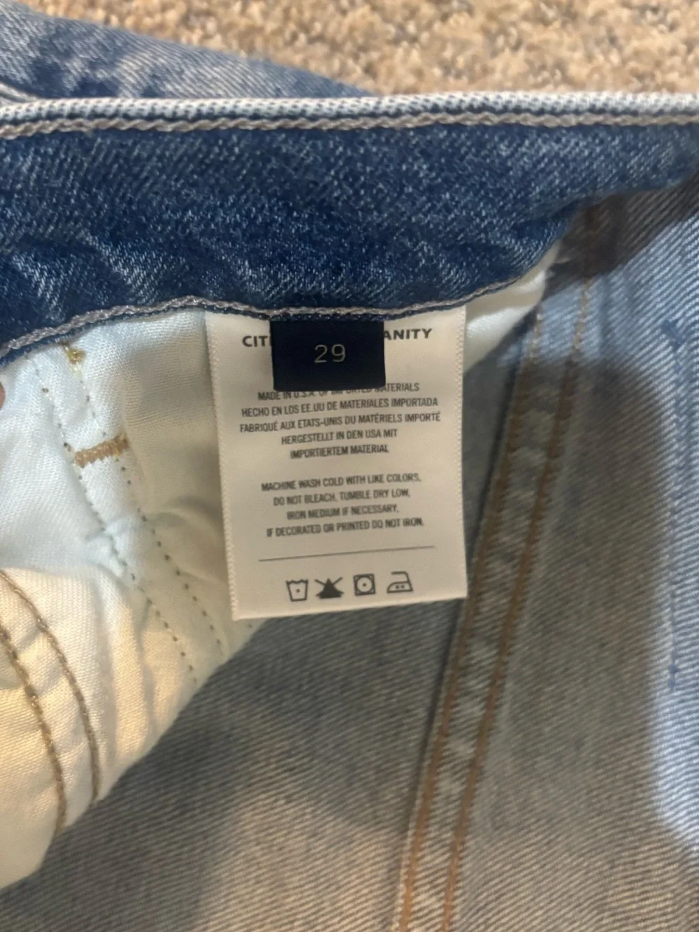 Citizens Of Humanity Light Blue Straight Leg Button-Fly Jeans - Picture 3 of 3